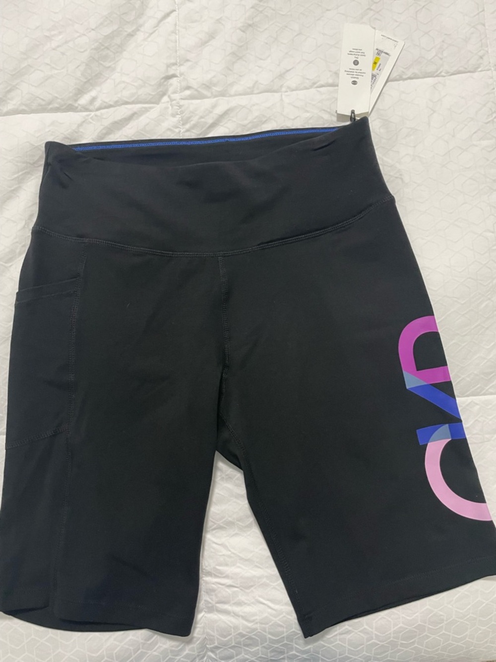 Calvin Klein Black Bike Shorts with Purple & Pink Gradient Logo